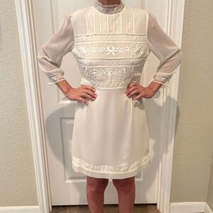 Topshop Cream Long Sleeve Dress